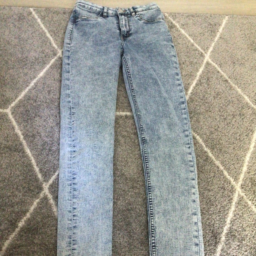 Divided Acid-Washed Blue Jeans